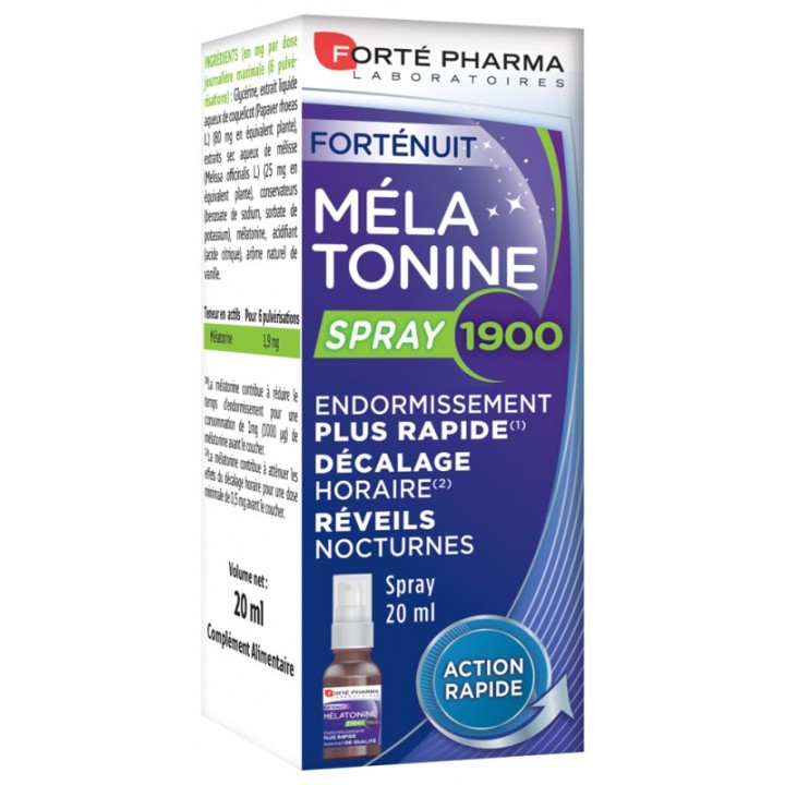 Forté Nuit Mélatonine Spray 1900 Forté Pharma - En vente chez Illicopharma