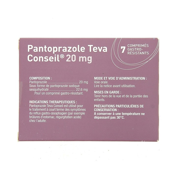 Pantoprazole Teva 20mg 7cpr, Maux d'estomac, e-Pharmacie IllicoPharma