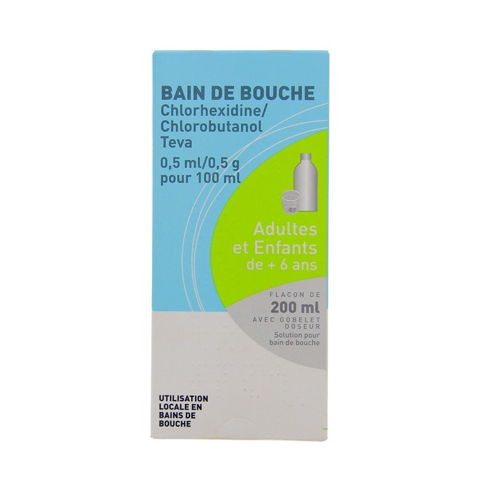 Chlorhexidine/Chlorobutanol Teva bain de bouche 200ml - IllicoPharma