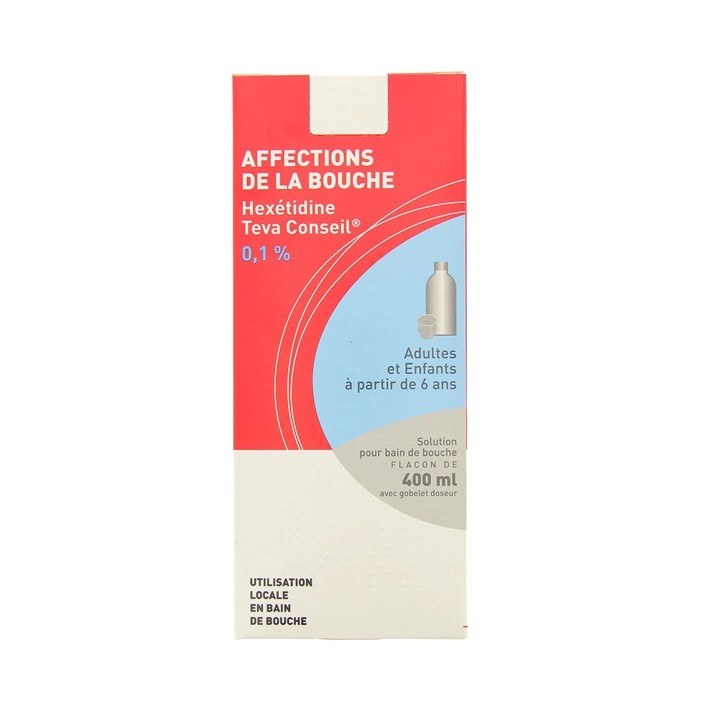Hexetidine Teva 0,1% bain bouche 400ml-Bain de bouche antiseptique-IllicoPharma