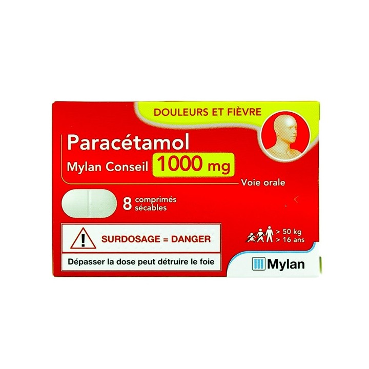 Paracétamol Mylan 1000mg 8 cpr