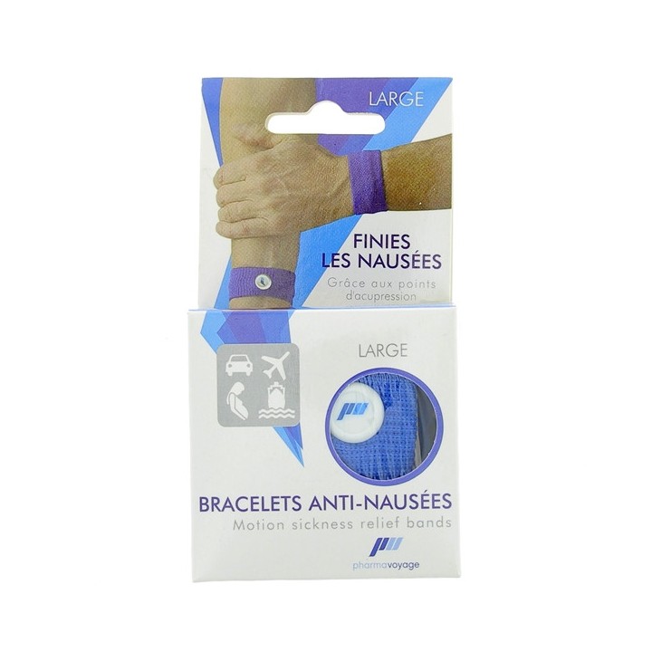 Bracelet antinausée large bleu Pharmavoyage - Indispensables pour le voyage - IllicoPharma