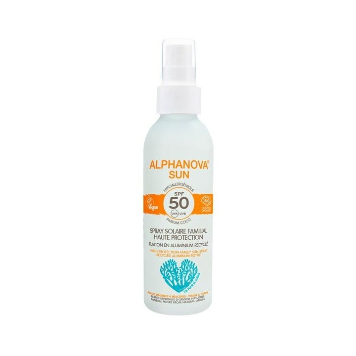 Spray Solaire Familiale Hypoallergénique SPF50 150g Alphanova