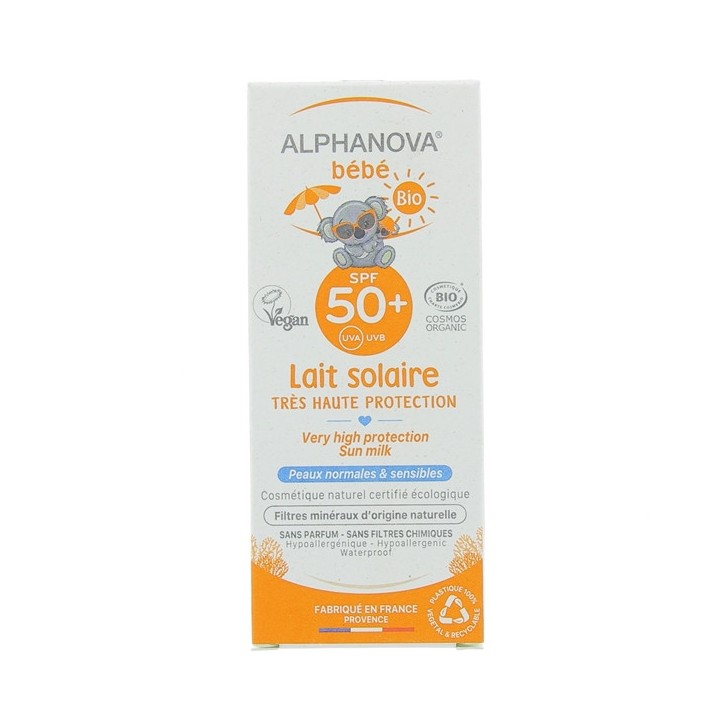 Lait solaire bébé très haute protection SPF50+ Bio 50g Alphanova