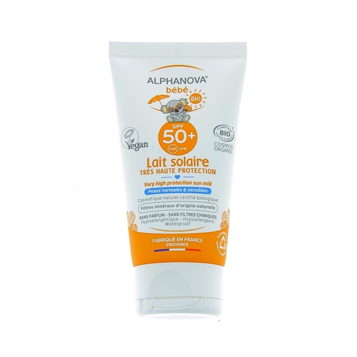 Lait solaire bébé très haute protection SPF50+ Bio 50g Alphanova