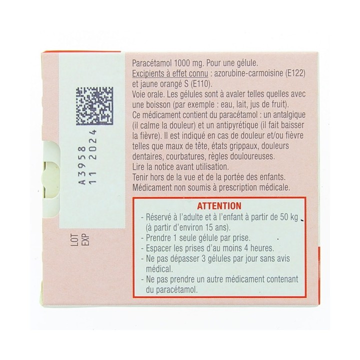 Dafalgan 1000mg 8 gélules