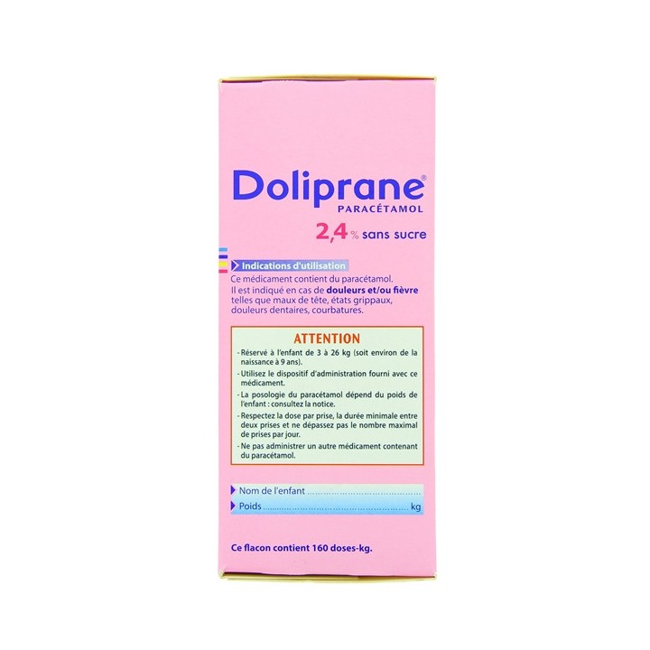 Médicament Doliprane 2,4 % Sirop, Fièvre du bébé - IllicoPharma