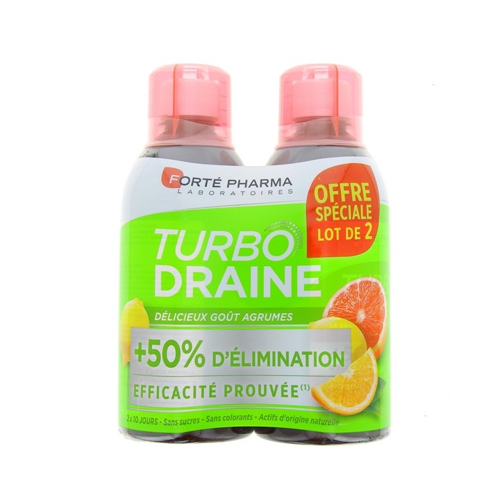 Turbo Draine agrumes 2x500ml - Forté Pharma - Draineur minceur - IllicoPharma