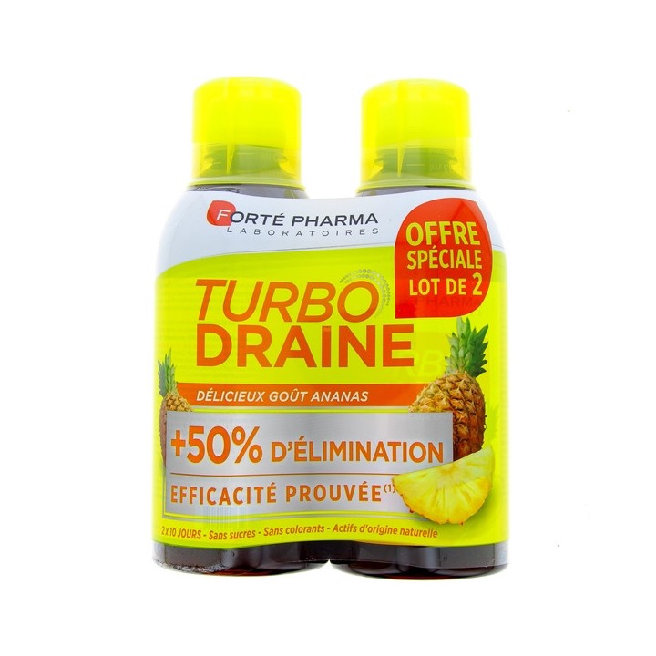 Turbo Draine 2x500ml Ananas - Forté Pharma - Draineur minceur - IllicoPharma