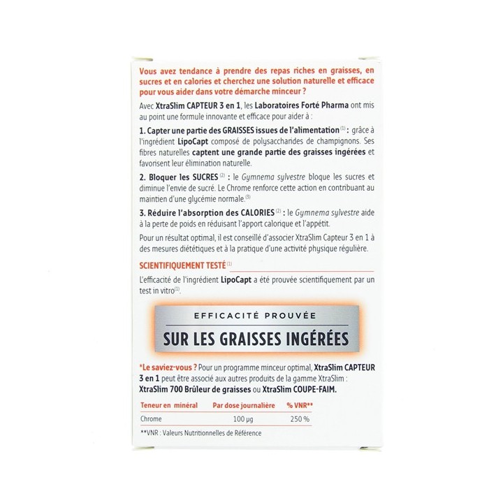 XtraSlim Capteur 3en1 x60 gélules Forté Pharma - En vente chez Illicopharma