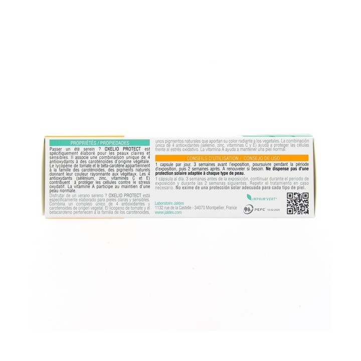 Oxelio Protect solaire peau claire et sensible x60caps Jaldes