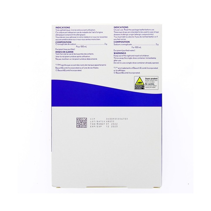 Ophtacalm 2% collyre anti-allergique - 10 unidoses - Bausch & Lomb - IllicoPharma