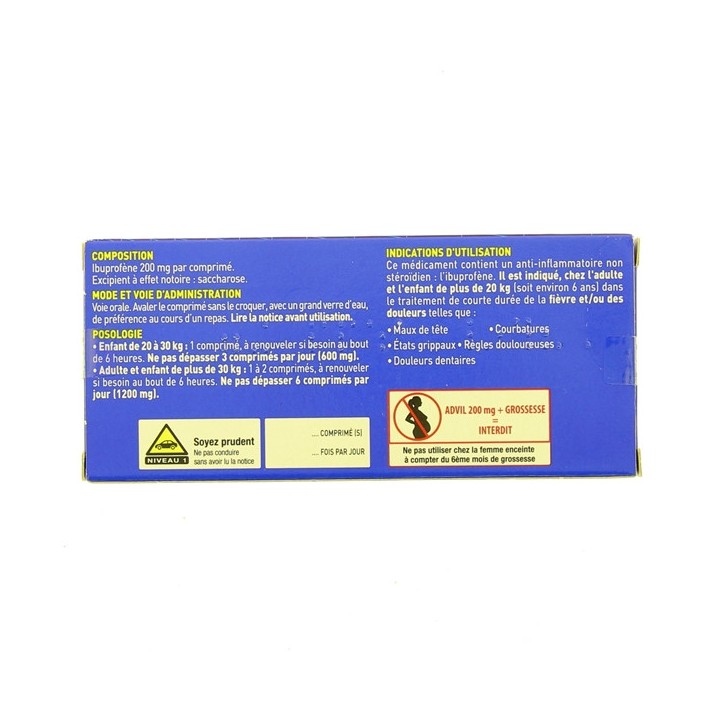 ADVIL 200 mg 30 comprimés enrobés - e-Pharmacie IllicoPharma