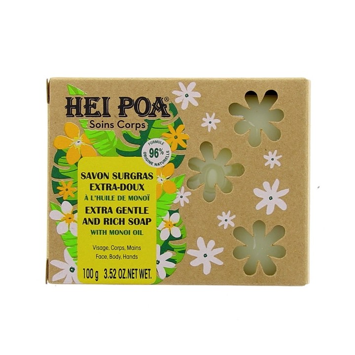 Hei Poa Savon Surgras Extra-doux au Monoï 100g