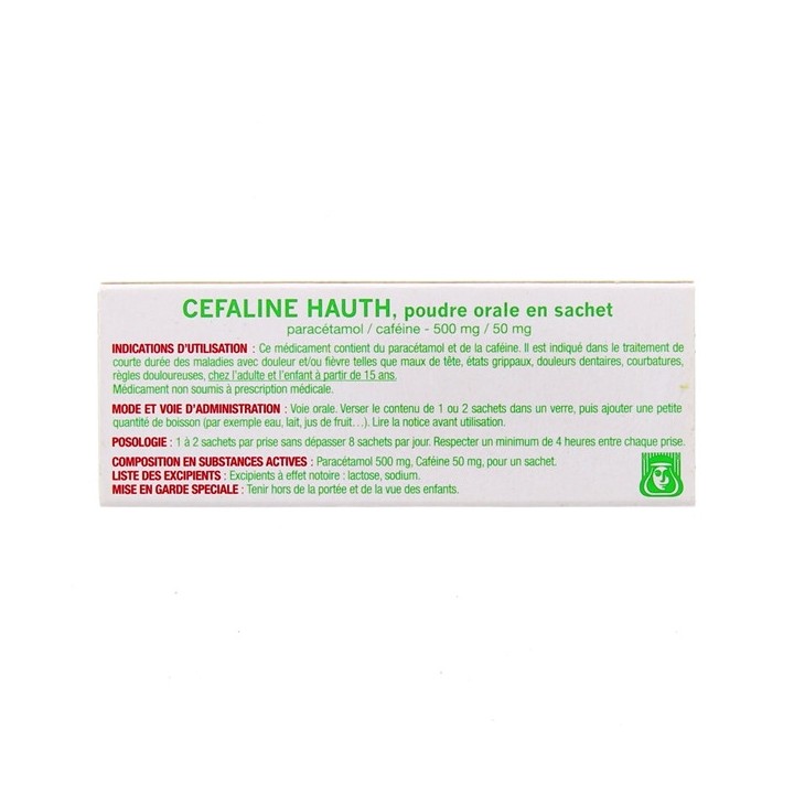 Cefaline Hauth 10 sachets, Paracétamol, Pharmacie en ligne IllicoPharma