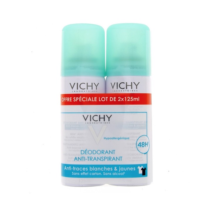 Anti-transpirant Aérosol Anti-Traces 48h 2x125ml - Vichy - IllicoPharma