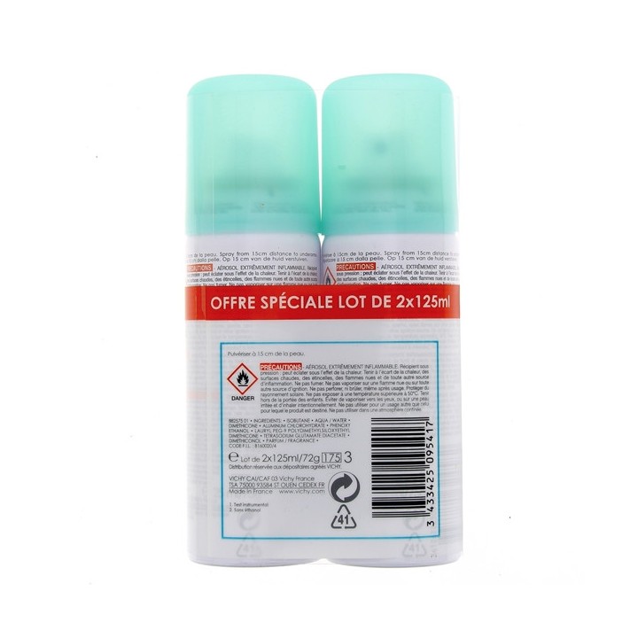 Anti-transpirant Aérosol Anti-Traces 48h 2x125ml - Vichy - IllicoPharma
