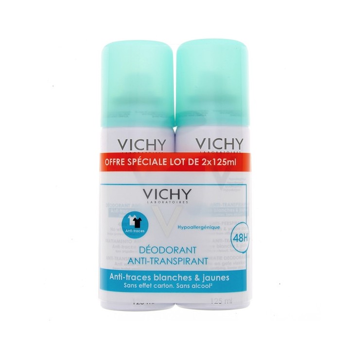 Anti-transpirant Aérosol Anti-Traces 48h 2x125ml - Vichy - IllicoPharma