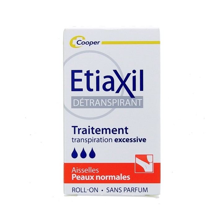 Détranspirant Roll-on Transpiration Excessive Peaux normales 15ml Etiaxil