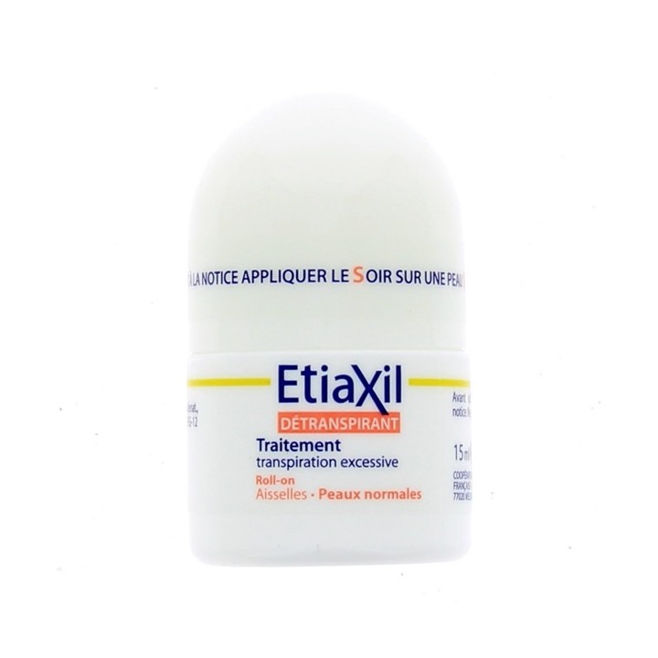 Détranspirant Roll-on Transpiration Excessive Peaux normales 15ml Etiaxil