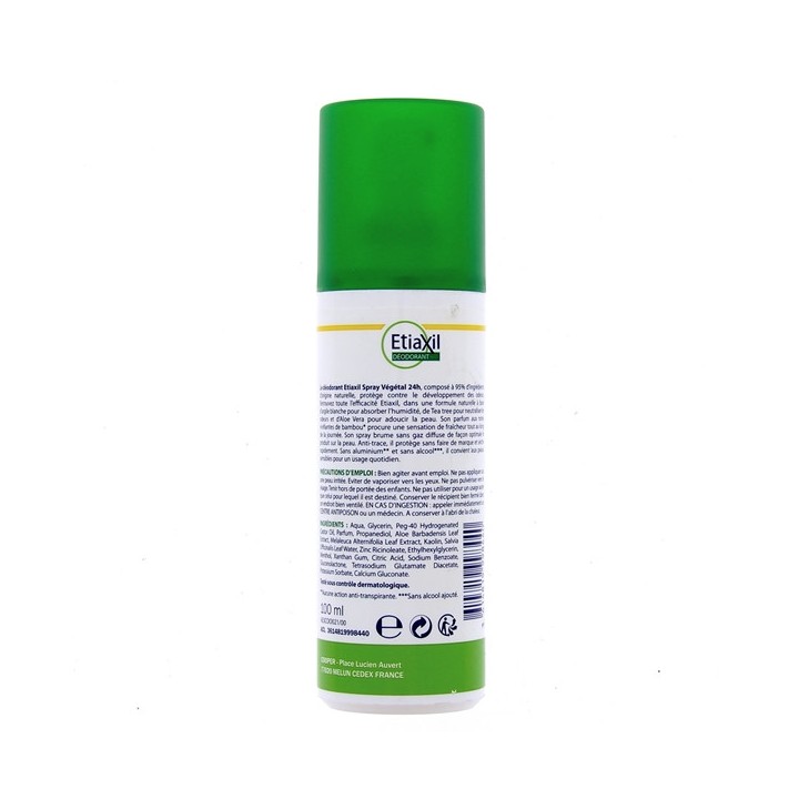 Déo Spray Végétal 24h Peaux sensibles 100ml Etiaxil