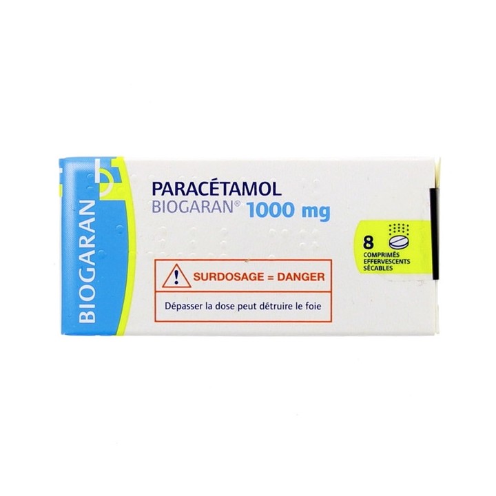 Paracétamol Biogaran 1g 8cpr eff, Paracétamol, e-Pharmacie IllicoPharma