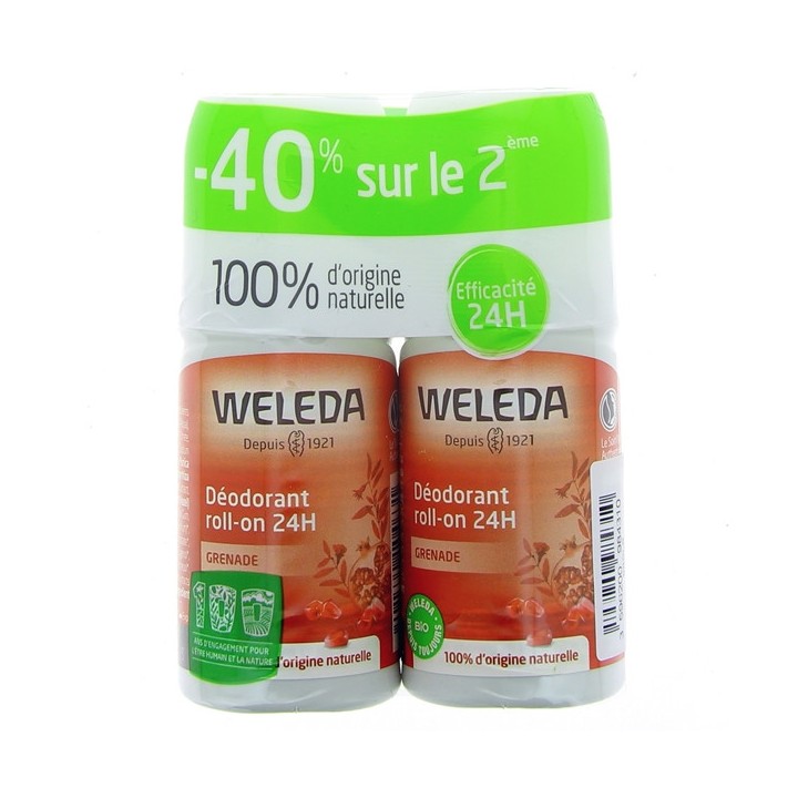 Déodorant Roll-on 24h Grenade 2x50ml Weleda