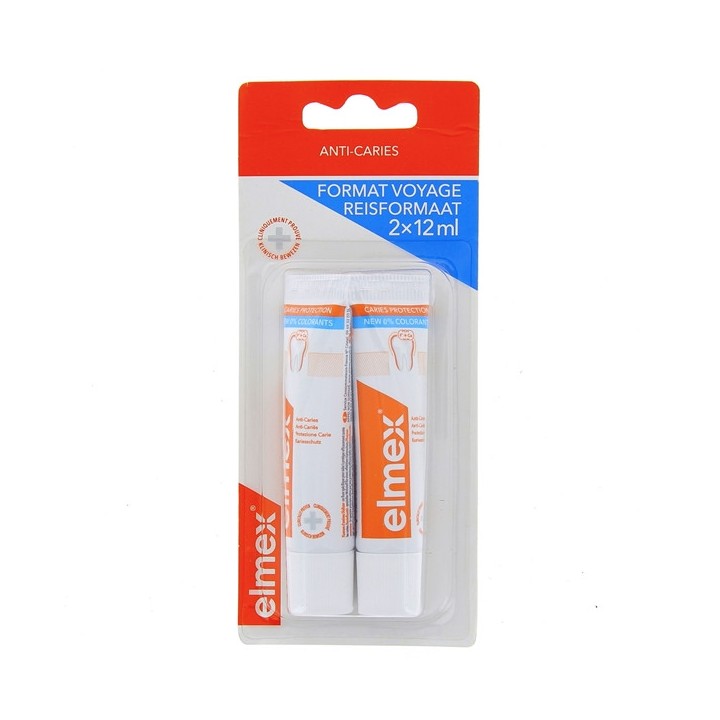 Dentifrices Anti-caries Tubes de voyage 2x12ml Elmex