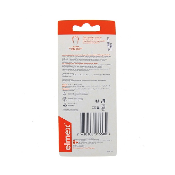 Dentifrices Anti-caries Tubes de voyage 2x12ml Elmex