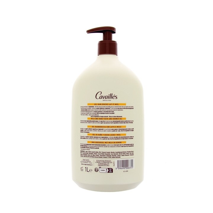 Gel bain douche Lait et miel Surgras 1L Rogé Cavaillès