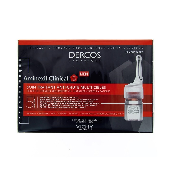 Dercos Aminexil Clinical 5 Homme x21 monodoses - Vichy - IllicoPharma