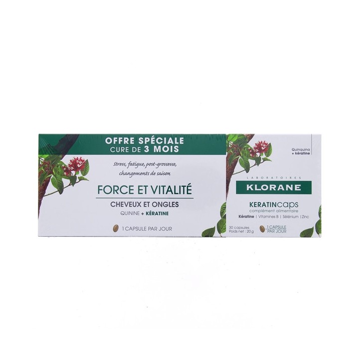 KeratinCaps Force et Vitalité Cheveux Ongles x90caps Klorane