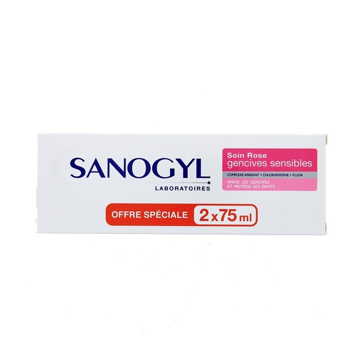 Dentifrice Soin Rose gencives sensibles 2x75ml Sanogyl