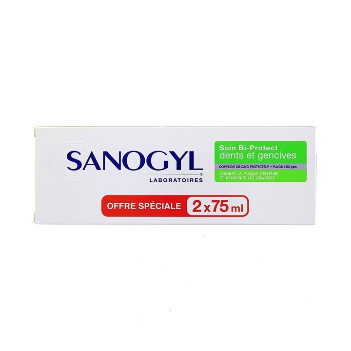 Dentifrice Soin Bi-Protect Dents et Gencives 2x75ml Sanogyl