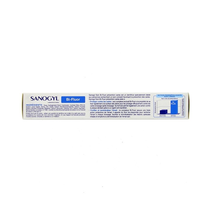 Dentifrice Soin Bi-Fluor Prévention Caries 75ml Sanogyl