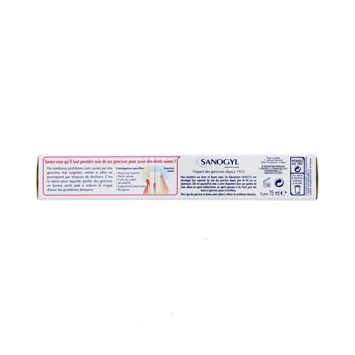 Dentifrice Soin Bi-Fluor Prévention Caries 75ml Sanogyl
