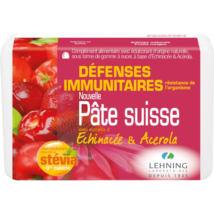 Pâte Suisse Défenses immunitaires Lehning - Echinacée et Acerola - 40 gommes