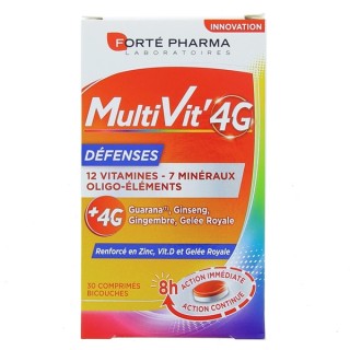 Multivit 4G Défenses x30 comprimés bicouches Forté Pharma - En vente chez Illicopharma