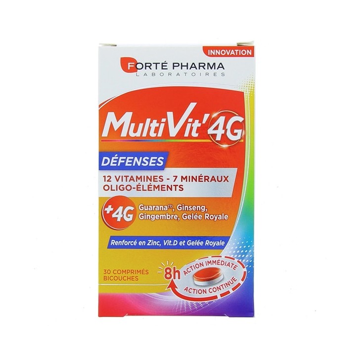 Multivit 4G Défenses x30 comprimés bicouches Forté Pharma - En vente chez Illicopharma