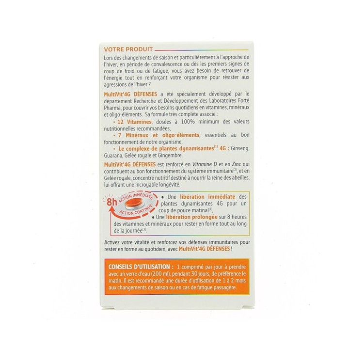 Multivit 4G Défenses x30 comprimés bicouches Forté Pharma - En vente chez Illicopharma