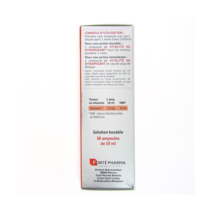 Vitalité 4G Dynamisant x30 ampoules Forté Pharma - En vente chez Illicopharma