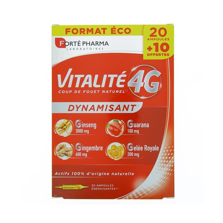Vitalité 4G Dynamisant x30 ampoules Forté Pharma - En vente chez Illicopharma