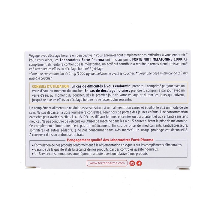 Forté Nuit Mélatonine 1000 x30cpr Forté Pharma