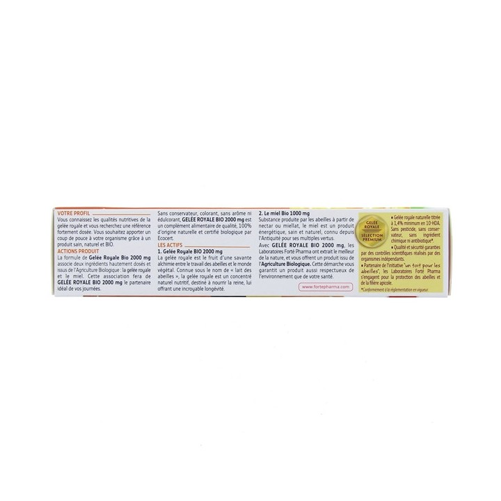 Forté Royal Gelée Royale Bio 2000mg x20 ampoules Forté Pharma