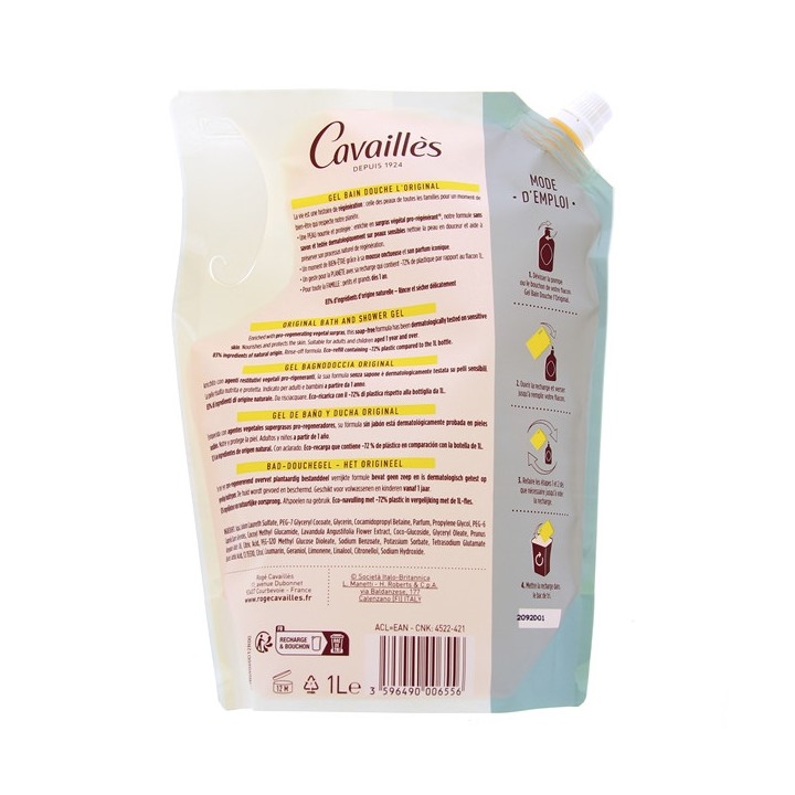 Gel Bain Douche Eco Recharge L'original 1L Rogé Cavaillès