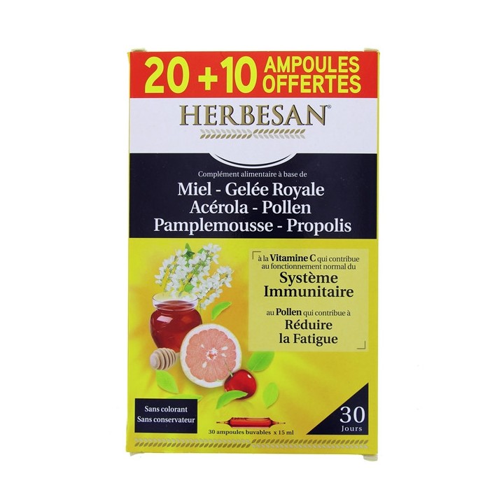 Système Immunitaire x20 ampoules + 10 ampoules offertes Herbesan