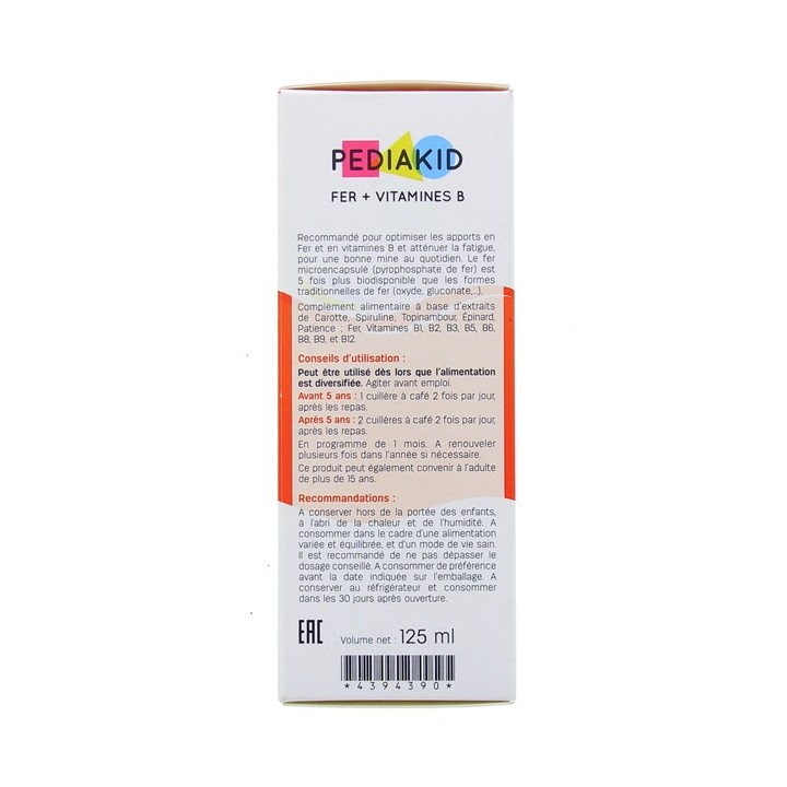 Pediakid Fer + Vitamines B sirop 125ml - Forme, vitalité - Enfants