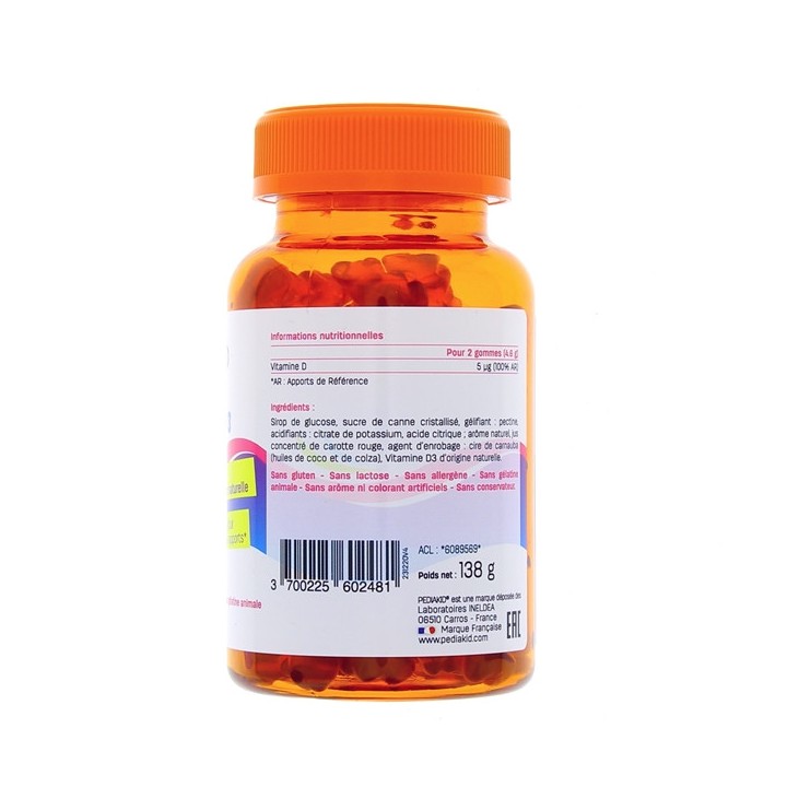 Pediakid Gommes Vitamine D3 x60 oursons - Enfant - Forme & Vitalité