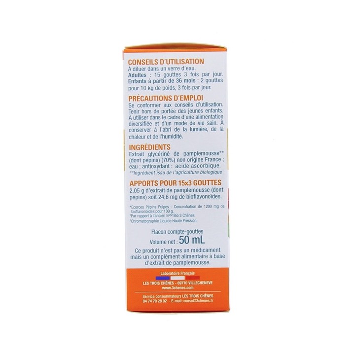 Extrait pépins pamplemousse EPP 1200 Bio 50ml - 3 chênes
