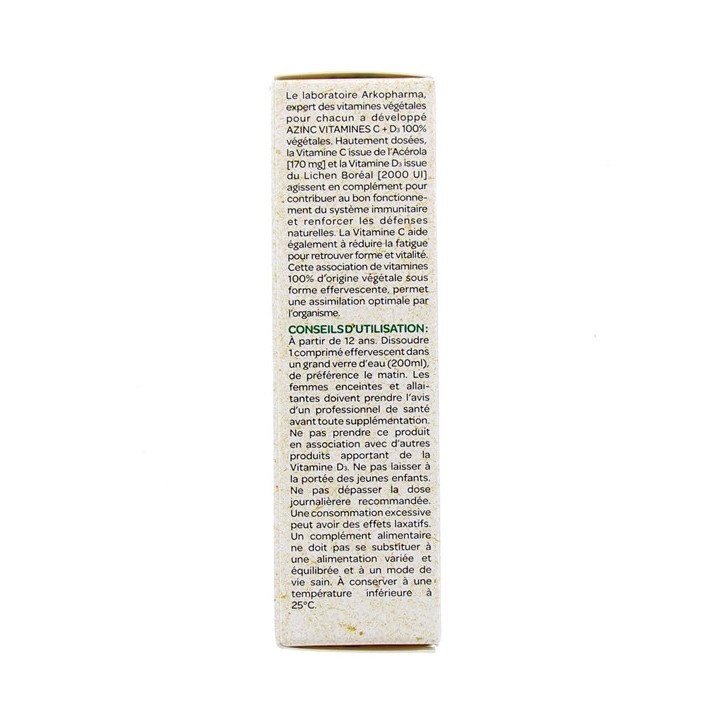 Azinc Vitamine C+D3 x20cpr effervescents Arkopharma